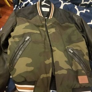 Coach Leather/Camouflage Bomber Jacket